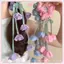 JRP Lily Of The Valley & Tulips Floral Sccrunchie Hair Tie With Dangling Ribbon Accents - Phụ kiện tóc Ethereal dành cho nữ JRP