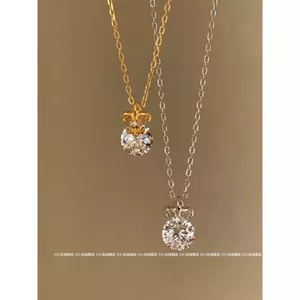 TiTi Ánh Sáng Trung Cổ Sang Trọng Nhấp Nháy Lớn Kim Cương Đơn Iris Vòng Cổ Nữ Độc Đáo Đẹp Tinh Tế Xương Đòn Dây Xích 6.1
