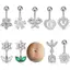 JULYHOT Thép Không Gỉ Hoa Bướm Bụng Nút Nhẫn Dành Cho Nữ Pha Lê Zircon Trái Tim Rốn Xuyên Trang Trí Gợi Cảm Cơ Thể Trang Sức Massivedeals