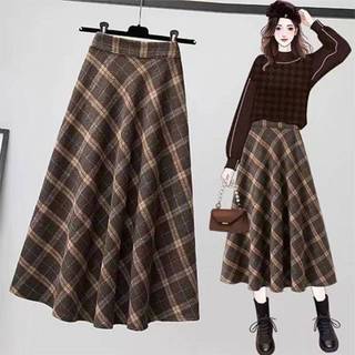 TMOY Thời Trang Kẻ Sọc Retro Co Giãn Eo Rời Cao Cấp Váy Dài Cho Nữ TMOY