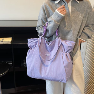 Dung Tích Lớn Nhẹ Di Động Túi Đeo Vai Đi Lại Túi Tote Nhiều Màu Sắc Nylon Túi Vải Lưu Trữ Vải