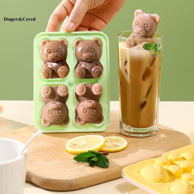 DIAPER & CORED Khuôn Làm Đá Hình Gấu Silicon Khay Đá Hình Gấu Cà Phê / Trà Sữa Khuôn Đá YTH