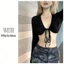 Milyfashion Ngắn Top Ren Dài Tay T Pure Desire Mỏng Hơn Nhìn Mỏng Ngọt Ngào Y2K AVJH