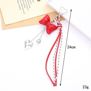 Ins Phong Cách Mới Da Nơ Trái Tim Tình Yêu Mặt Dây Chuyền Hành Lý Móc Khóa Treo Dây Xích Phụ Kiện Khóa Đơn Tua Rua Mặt Dây Chuyền Phụ Kiện