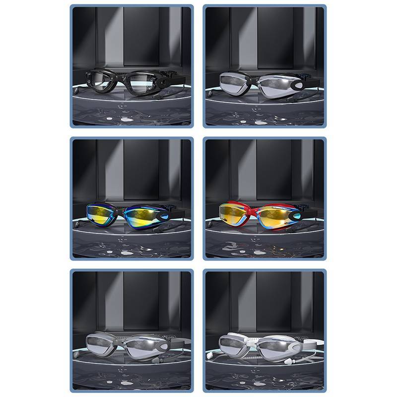 Kính bơi JINHF Nút tai bơi Kính chống nước chuyên nghiệp HD Chống sương mù UV Silicone Kính có thể điều chỉnh Nam Kính trong suốt HOT