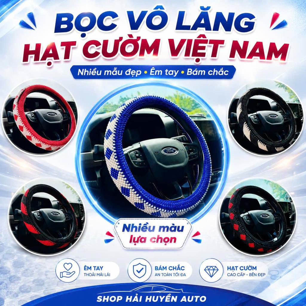 Bọc vô lăng hạt cườm hạt ngọc trai Việt Nam cao cấp chống trơn trượt chống mồ hôi tay cho xe 4 chỗ 5 chỗ 7 chỗ xe tải