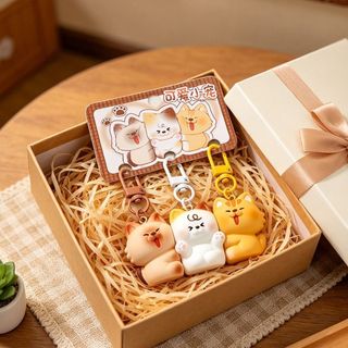 YUUKII 3 Bộ Móc Khóa Động Vật, Móc Khóa Chụp Từ Tính Nhựa Hoạt Hình, Treo Di Động Charm Ba Lô Trang Trí Quà Tặng