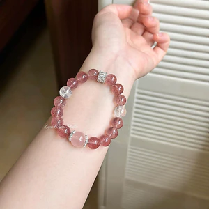 Dâu Tự Nhiên Pha Lê Hồng Vòng Tay Pha Lê Tính Khí Tự Làm Vòng Tay Pha Lê Tự Nhiên Phù Hợp Với Phong Cách Trung Hoa Mới Cảm Giác Cao Cấp