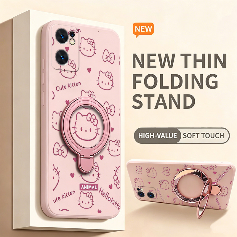 Ốp Lưng Cho OPPO Reno 7 5g Reno 7 4g Vỏ Điện Thoại Vỏ Mềm Silicon Chống Sốc Thiết Kế Mới Thẩm Mỹ Có Giá Đỡ Mèo Hồng Dễ Thương Cho Bé Gái Trong Suốt YTFUZJ1