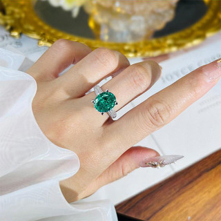Châu Âu Mỹ ins Phong Cách Mới 8g Xanh Zircon Mở Nhẫn Nữ