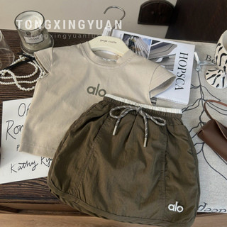 Mùa Hè Bé Gái Phong Cách Phương Tây Phong Cách Hàn Quốc Cổ Tròn Đáy Áo Sơ Mi Bé Gái Thường Ngày Phù Hợp Với Hai Mảnh Phù Hợp Với