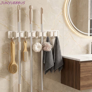 Giá đỡ cây lau nhà cốc hút JUNYUE88US, Giá lau nhà treo tường có thể tháo rời bằng nhôm không gian, Khoảng cách có thể điều chỉnh bền bỉ Giá đỡ cây lau nhà chống thấm nước Phòng tắm