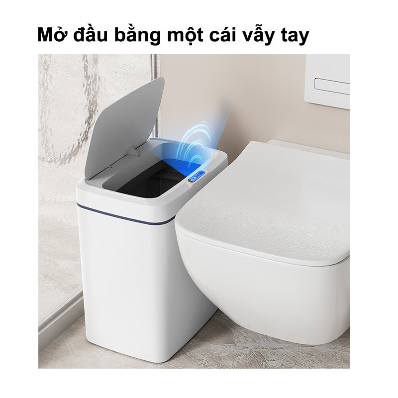 Thùng Rác Cảm Biến Thông Minh 15L, Có Nắp Tự Động, Ngăn Mùi, Cho Nhà Bếp Và Phòng Tắm