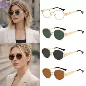 Kính râm hình bầu dục RTJIFSS, Kính râm khung kim loại chống trầy xước chống tia cực tím, Kính mắt nữ khung nhỏ sang trọng
