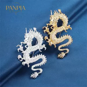PNPIA- Vintage Động Vật Trung Quốc Rồng Kim Loại Thổ Cẩm Dành Cho Nam Huy Hiệu Phù Hợp Với Áo Corsage Ve Áo Chân Trang Sức Thời Trang Quần Áo Phụ Kiện