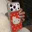 Ốp lưng iPhone Mạ họa tiết da Đỏ họa tiết Hello Kitty iPhone 17 16 15 14 13 12 11 Pro Max Plus Max
