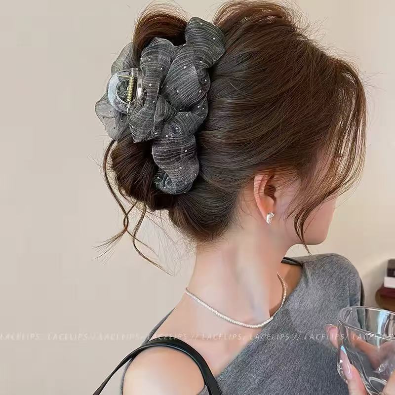 Kẹp cá mập lưới mẫu mới phong cách hàn pháp kẹp tóc thanh lịch búi tóc sau đầu nữ