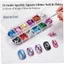 GILL Nail Art Sequins, 12 Lưới Laser Sáng Bóng Móng Tay Lấp Lánh Mảnh, Hình Chữ Nhật Hình Vuông Hình Ba Chiều Trang Trí Móng Tay Phụ Kiện Làm Móng Tay Pháp