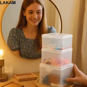 LAKAM 1 Cái Hộp Bảo Quản, Nhựa Có Nắp Bảo Quản, Nhỏ Đa Năng Hình Chữ Nhật Nhỏ Hộp Đựng Đồ Trang Sức Băng Đô