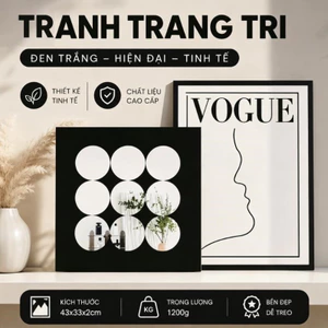 tranh decor đen trắng bộ 2 tranh gỗ ép để bàn treo tường phòng khách phòng ngủ tối giản