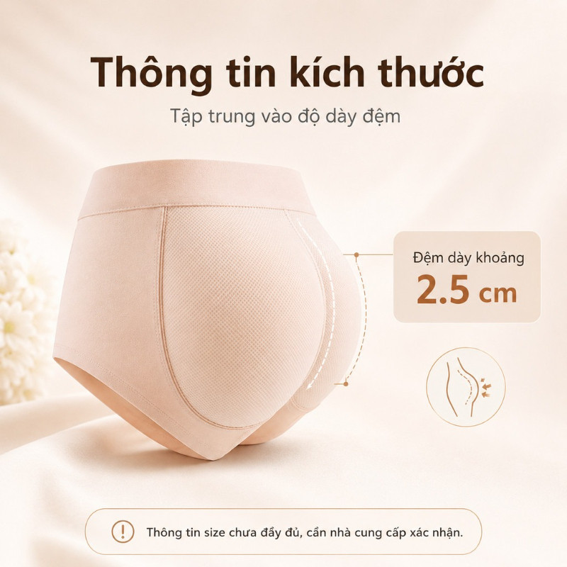 Quần Lót Độn Mông 3D Cao Cấp - Vải Siêu Mền Êm Ái Như Làn Da Thứ Hai, Độn Mông Tự Nhiên Không Dấu Vết Cho Mọi Trang Phục
