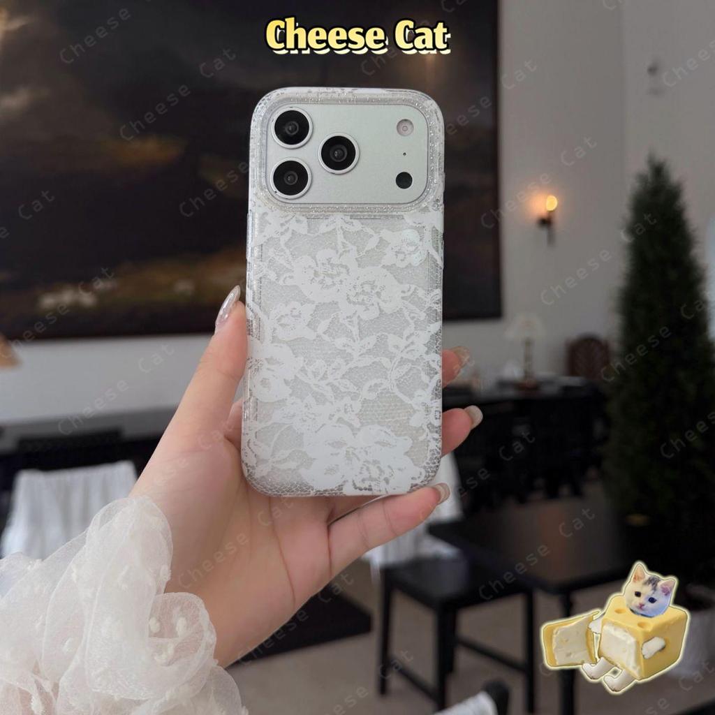 Ốp điện thoại ren trắng đen hồng cho iPhone 13 14 12 11 15 16 17 Pro Max 17 Air Xs XR 7Plus