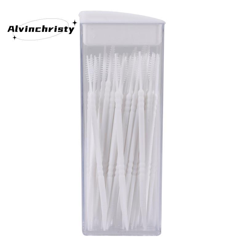 Bộ 50 Nhựa Tăm 2 Chiều Răng Chọn Bàn Chải Interdental Cleaner Hộp Di Động Màu Sắc Ngẫu Nhiên