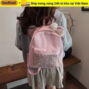 Ba lô học sinh SUNKISSD, Túi đi học nhẹ đẹp mắt, Túi sách dung tích lớn 12 inch Nhật Bản dễ thương dành cho bé gái