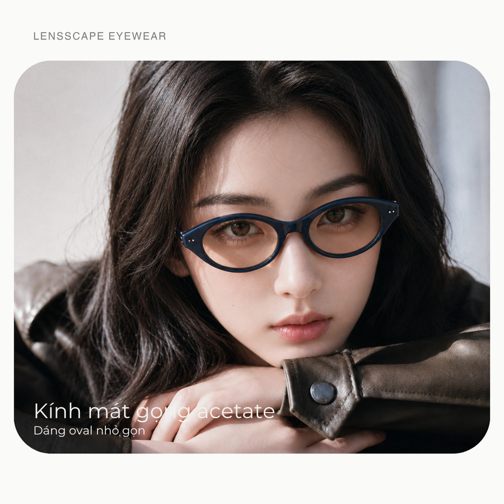 Kính mát nữ dáng oval gọng acetate UV400 dùng ban ngày