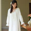 Phụ Nữ Màu Vàng Cotton Dài Tay Váy Bộ Đồ Ngủ Vintage Váy Ngủ Nữ Váy Ngủ Đồ Ngủ