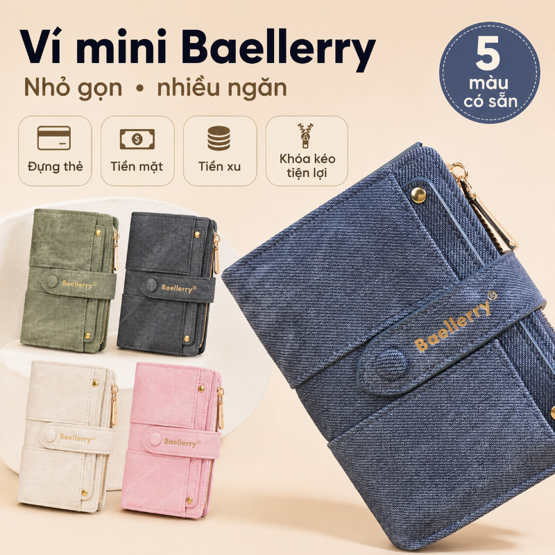 Ví Nữ Nhỏ Gọn Phong Cách Ins Mới – Da PU, Dây Kéo Mini, Đựng Thẻ & Tiền Xu Đa Năng, Phụ Kiện Thời Trang Cho Học Sinh