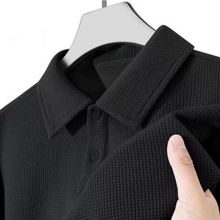 Áo sơ mi polo nam GKSSS tay ngắn màu trơn Nhật Bản họa tiết dứa đơn giản thoáng khí
