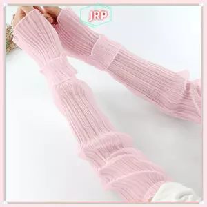 JRP Chụp Ảnh Bầu Không Khí Lưới Sợi Hoa Bên Ren Băng Tay Hàng Ngày Mặc Quần Áo Trang Trí Cánh Tay Nữ Chống Nắng Uv Mitten JRP