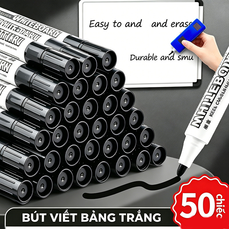 Bút Dạ Bảng Trắng Xóa Được Đa Màu – Ngòi Bền Viết Êm, Mực Đậm Nét Không Lem, Tiện Dụng Cho Văn Phòng