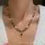 Vintage Bluestone Ngọc Trai Đính Hạt Vòng Cổ Nữ Dài Bohemian Ánh Sáng Sang Trọng Niche Dây Chuyền Áo Len Cao Cấp 6.12