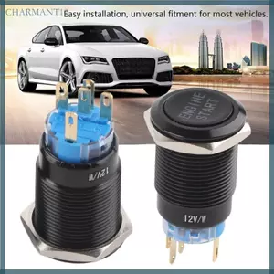 Char Đèn nền LED 19MM Nút ấn kim loại Công tắc chống nước Hành động tạm thời 12V Thay đổi kim loại công nghiệp Thích hợp cho Ve
