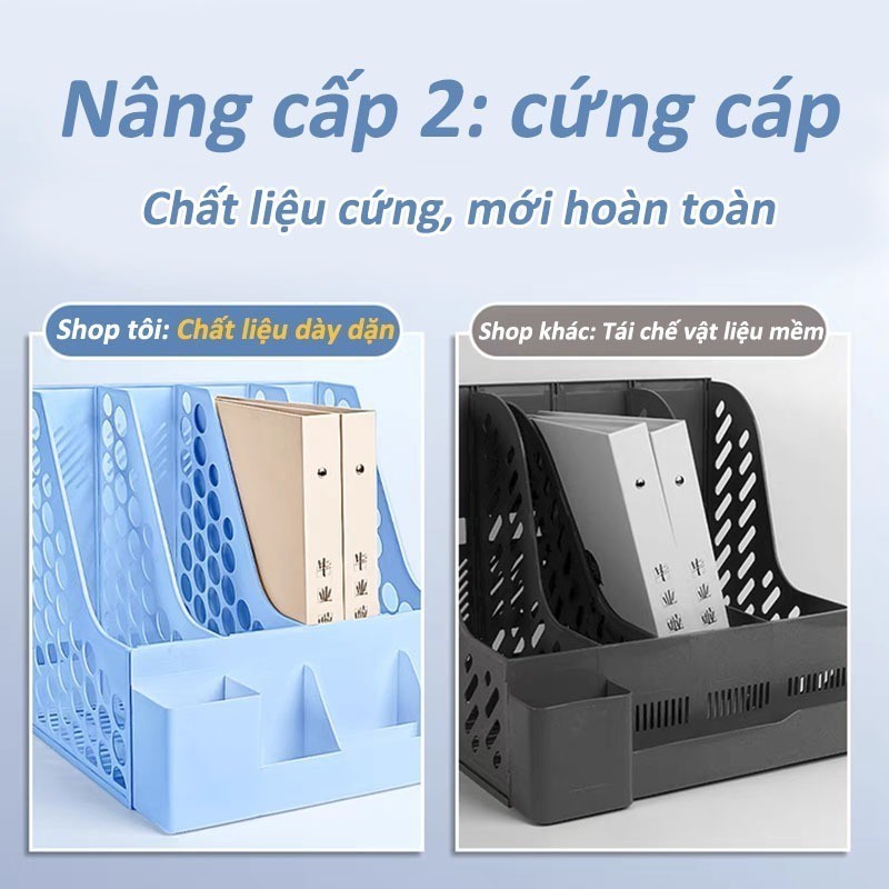Kệ đựng tài liệu 4 ngăn để bàn đa năng sách A4 bút decor văn phòng học tập pastel dễ thương gấp gọn