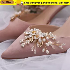 SUNKISSD 2 Chiếc (1 Đôi) Kim Cương Giả Kẹp Giày Sáng Bóng Phụ Kiện Tiệc Cưới Cô Dâu Pha Lê Hoa
