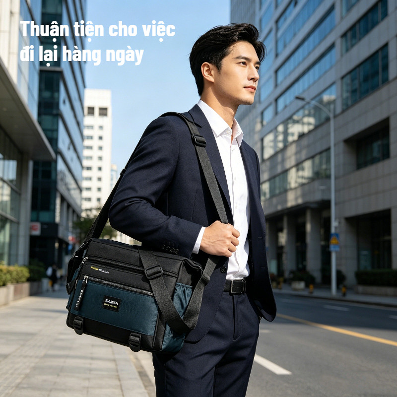 Túi đeo chéo nhiều ngăn bằng vải Oxford dành cho nam, Thiết kế thời trang, Chống thấm nước, Dung tích lớn