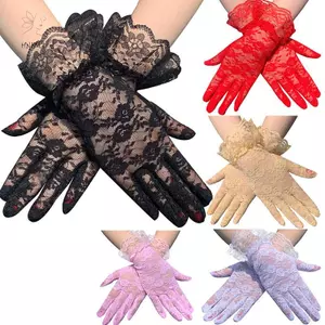 HNKMP Nữ Vintage Sheer Găng Tay Ren Ngắn Cô Dâu Găng Tay Cưới Cô Dâu Tiệc Trà Derby Chiều Dài Cổ Tay Găng Tay Hoa Cho Bữa Tối Phụ Kiện Trang Phục Lạ Mắt Găng Tay.