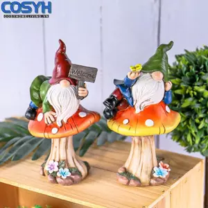 <cosyh>Enchanting Mushroom Gnome Sculpture Durable Resin Ornament for Your Garden Decor