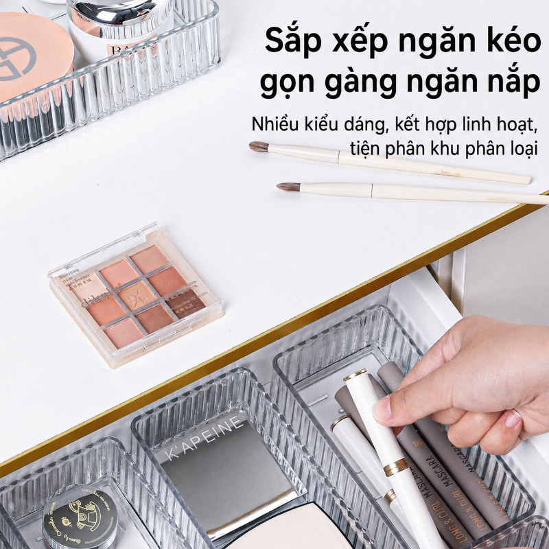 Ngăn Kéo Acrylic Tổ Chức Trong Suốt,Khay Phân Vùng Để Bàn,Hộp Bảo Quản Mỹ Phẩm Xếp Chồng
