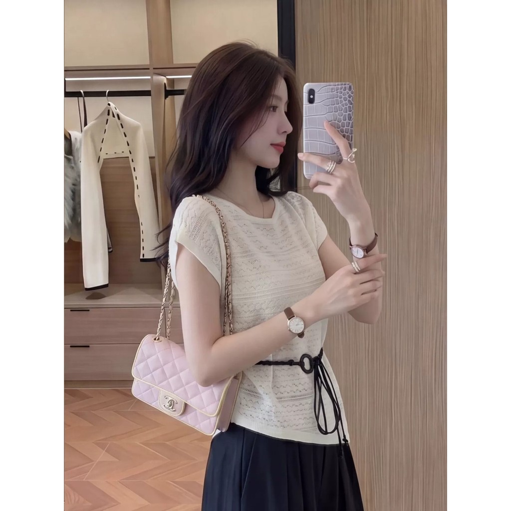 SUXI Hàng dệt kim thông thường màu trơn giản dị dành cho nữ mùa hè mới 260522