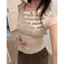 Áo thun ngắn tay khâu cổ chéo Hot Girl của Mỹ Thiết kế Sense Slim-Fit All-Match S