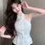 Cross Tailoring Dây Camisole Back Vest Thiết Kế Máy Ngọt Mát Cả Hai Phong Cách Mua Sắm Du Lịch Đơn Giản Sang Trọng Top