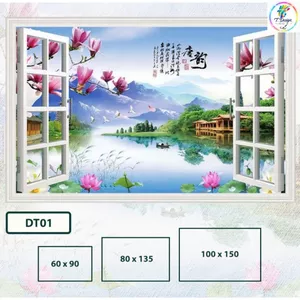 Tranh dán tường 3D độc đáo cho không gian phòng khách, phòng ngủ và phòng bếp.