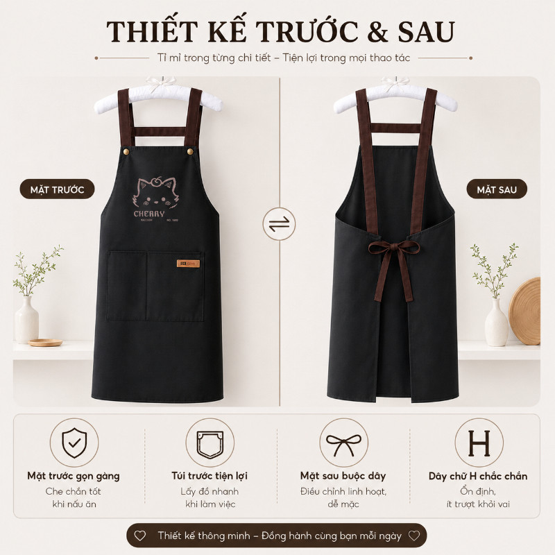 Tạp Dề Bếp In Hình Mèo Phong Cách - Kết Hợp Dễ Thương & Tiện Dụng, Cho Sự Tự Tin & Niềm Vui Mỗi Lần Nấu Ăn