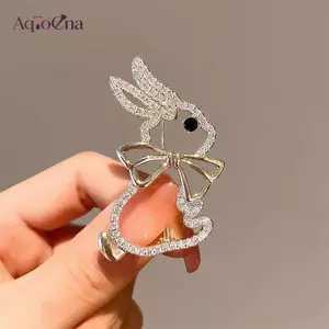AqToCna Vintage Kim Cương Giả Thỏ Thổ Cẩm Dành Cho Nữ Dễ Thương Thời Trang Đơn Giản Nơ Thỏ Động Vật Văn Phòng Thổ Cẩm Hoạt Hình Tinh Tế Chân Quà Tặng AqToCna