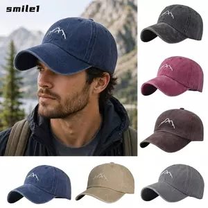 Mũ Trucker SMILE, Mũ bóng chày Cotton giặt có thể điều chỉnh, Mũ nón chống nắng thêu trên núi mùa hè