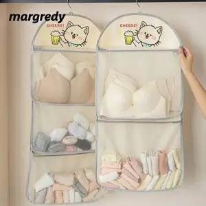 Túi lưới lưu trữ MARGREDY, Tất đựng đồ lót có thể tái sử dụng Túi lưới treo, Polyester dung tích lớn di động có móc treo quần áo Túi treo lưu trữ tất